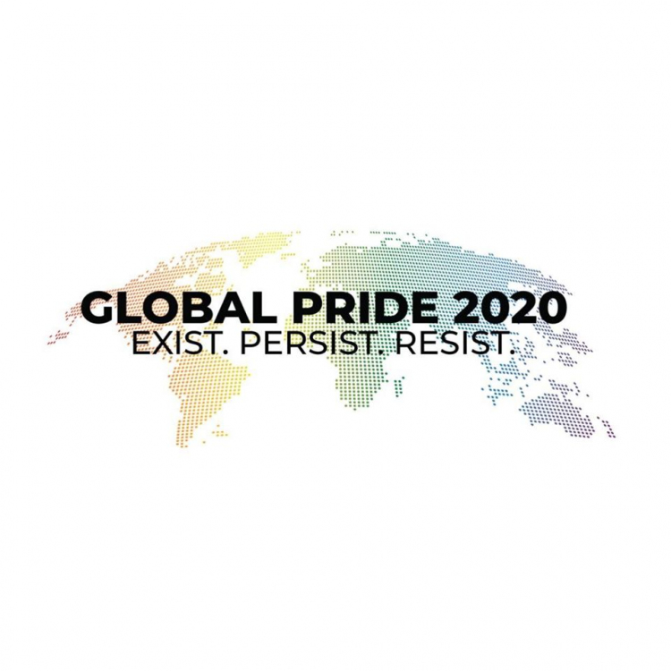 L'immagine può contenere: il seguente testo "GLOBAL PRIDE 2020 EXIST. PERSIST. RESIST."