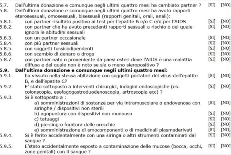 Quanti amanti hai, sono gay, etero o stranieri? Il nuovo questionario Avis per i donatori